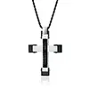 Cross-border sales of new inlaid stainless steel wire rope pendant titanium steel cross trend retro men's necklace